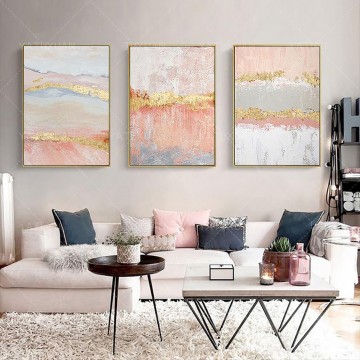 Artworks in 150 Subjects Painting - Tryptych tryptic Gold Pink 03 wall decor